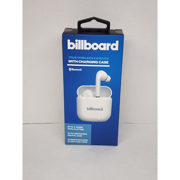 BILLBOARD Bluetooth True Wireless Earbuds with Microphone & Charging Case -White - Picture 1 of 2